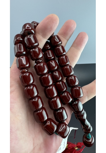 MirgeShoes Eski Döküm Rüzgar Gülü Hareli Vişne 96 Gr Sıkma Kehribar Tesbih AHTES2141