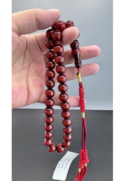 MirgeShoes Eski Döküm Sürmeli Hareli Vişne 49 Gr Sıkma Kehribar Tesbih AHTES2103