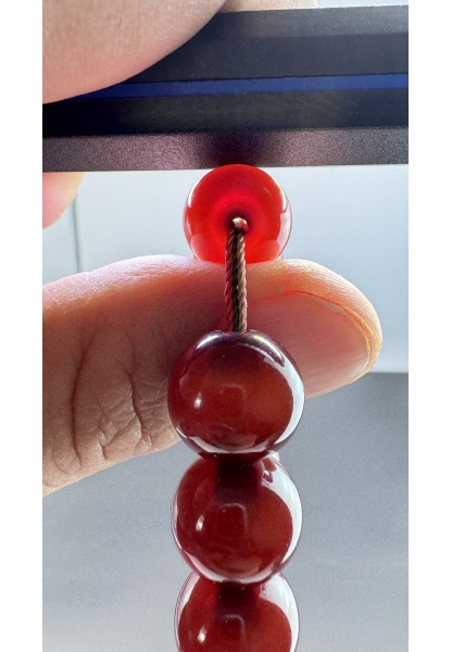 MirgeShoes Eski Döküm Sürmeli Hareli Vişne 49 Gr Sıkma Kehribar Tesbih AHTES2103