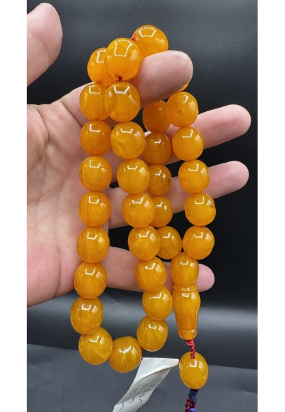 MirgeShoes Firfirik Hareli Koleksiyonluk Portakal 98 Gr Faturan Sıkma Kehribar Tespih AHTES2511