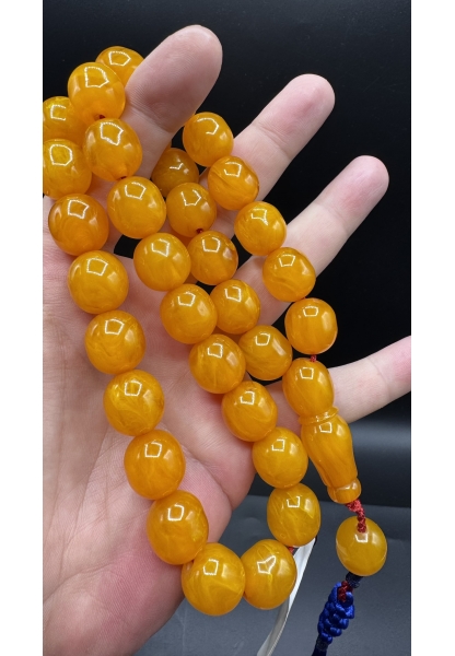 MirgeShoes Firfirik Hareli Koleksiyonluk Portakal 98 Gr Faturan Sıkma Kehribar Tespih AHTES2511