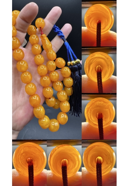 MirgeShoes Firfirik Hareli Koleksiyonluk Portakal 98 Gr Faturan Sıkma Kehribar Tespih AHTES2511