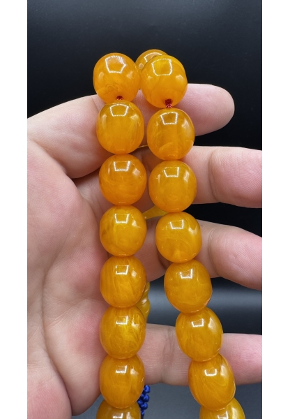 MirgeShoes Firfirik Hareli Koleksiyonluk Portakal 98 Gr Faturan Sıkma Kehribar Tespih AHTES2511