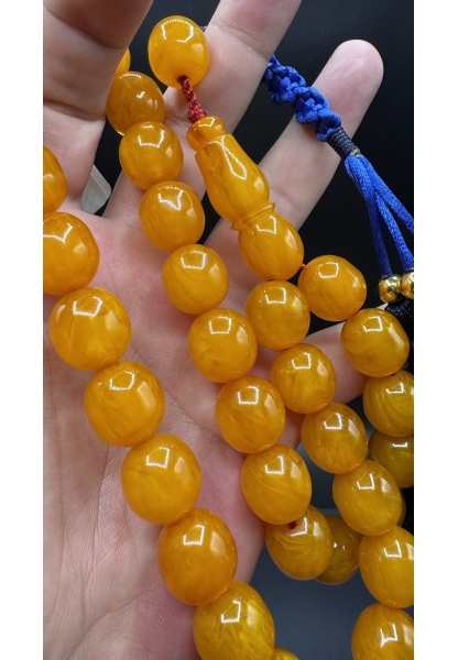 MirgeShoes Firfirik Hareli Koleksiyonluk Portakal 98 Gr Faturan Sıkma Kehribar Tespih AHTES2511