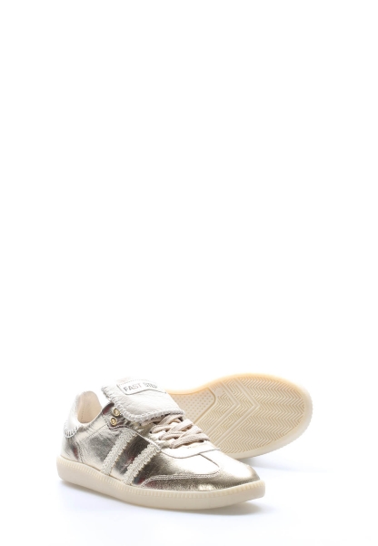 MirgeShoes Altın Bağcıklı Kadın Casual Ayakkabı İçi Dışı Hakiki Deri MRG0129726100505