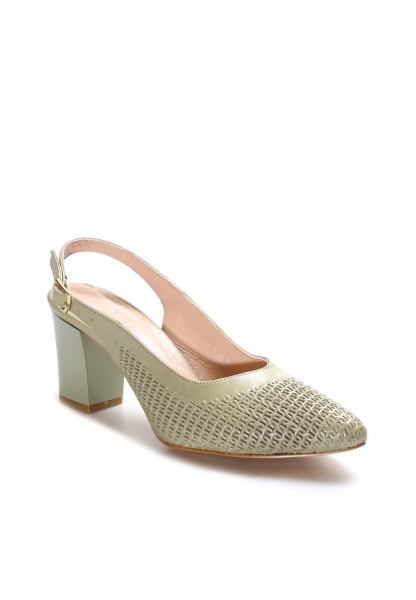 MirgeShoes Avakado Kadın Kalın Topuk Klasik Ayakkabı İçi Dışı Hakiki Deri MRG01194261472