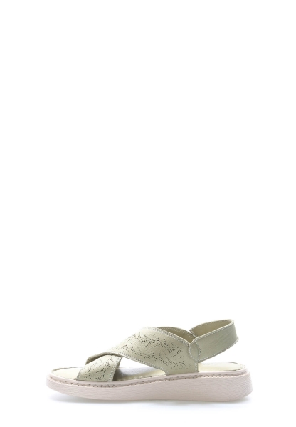 MirgeShoes Kadın Sandalet İçi Dışı Hakiki Deri Avakado  MRG011102261672