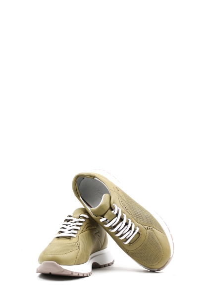 MirgeShoes Avakado Bağcıklı Kadın Spor Ayakkabı İçi Dışı Hakiki Deri MRG012682611297