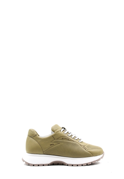 MirgeShoes Avakado Bağcıklı Kadın Spor Ayakkabı İçi Dışı Hakiki Deri MRG012682611297