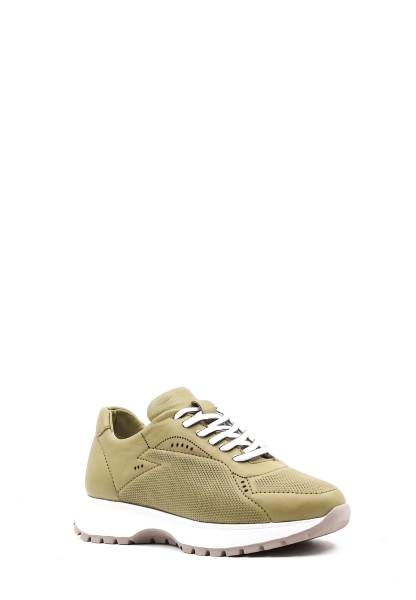 MirgeShoes Avakado Bağcıklı Kadın Spor Ayakkabı İçi Dışı Hakiki Deri MRG012682611297