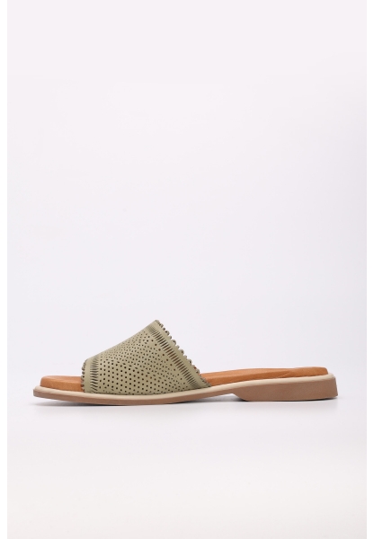 MirgeShoes Kadın Terlik İçi Dışı Hakiki Deri Avokado  MRG0111022611421