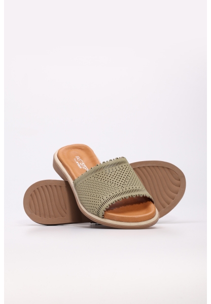 MirgeShoes Kadın Terlik İçi Dışı Hakiki Deri Avokado  MRG0111022611421