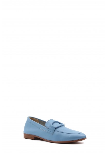 MirgeShoes Bebe-Mavisi Rahat Kadın Babet Ayakkabı İçi Dışı Hakiki Deri MRG015492832-16