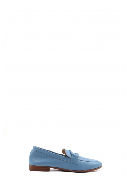 MirgeShoes Bebe-Mavisi Rahat Kadın Babet Ayakkabı İçi Dışı Hakiki Deri MRG015492832-16