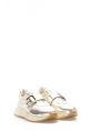 MirgeShoes Bej-Altın Bantlı Kadın Spor Ayakkabı İçi Dışı Hakiki Deri MRG0114026181014