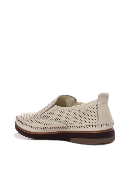 MirgeShoes Bej Bağcıksız Erkek Casual Ayakkabı İçi Dışı Hakiki Deri MRG0184113107122730