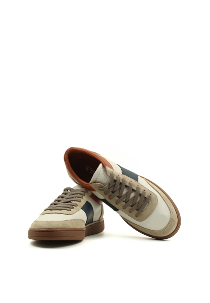 MirgeShoes Bej Bağcıklı Erkek Casual Ayakkabı İçi Dışı Hakiki Deri MRG018531314249