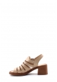 MirgeShoes Kadın Dolgu Topuk Sandalet İçi Dışı Hakiki Deri Bej  MRG0175126193929