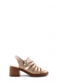 MirgeShoes Kadın Dolgu Topuk Sandalet İçi Dışı Hakiki Deri Bej  MRG0175126193929