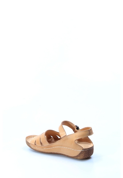 MirgeShoes Kadın Sandalet İçi Dışı Hakiki Deri Bej  MRG0189326217