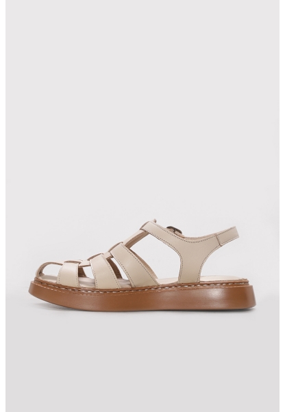MirgeShoes Kadın Klasik Sandalet İçi Dışı Hakiki Deri Bej  MRG01751261992