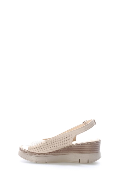 MirgeShoes Kadın Klasik Sandalet İçi Dışı Hakiki Deri Bej  MRG017512611343