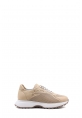 MirgeShoes Bej Bağcıklı Kadın Spor Ayakkabı İçi Dışı Hakiki Deri MRG012682611297