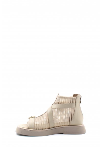 MirgeShoes Kadın Tarz Sandalet İçi Dışı Hakiki Deri Bej  MRG0141126120990