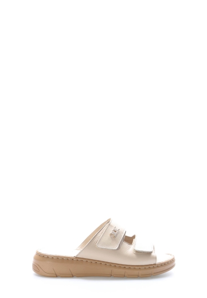 MirgeShoes Kadın Terlik İçi Dışı Hakiki Deri Bej   MRG017512611316