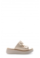 MirgeShoes Kadın Terlik İçi Dışı Hakiki Deri Bej  MRG017512611357