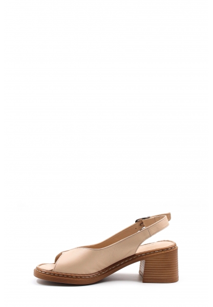 MirgeShoes Bej Kadın Topuklu Ayakkabı İçi Dışı Hakiki Deri MRG017512611123