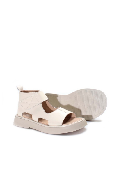 MirgeShoes Kadın Topuklu Sandalet İçi Dışı Hakiki Deri Bej  MRG0141126120867