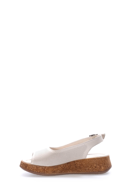 MirgeShoes İçi Dışı Hakiki Deri Bej Rahat  Kadın Sandalet AH08227261153296