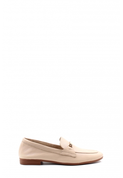 MirgeShoes Bej Rahat Kadın Babet Ayakkabı İçi Dışı Hakiki Deri MRG01549261732