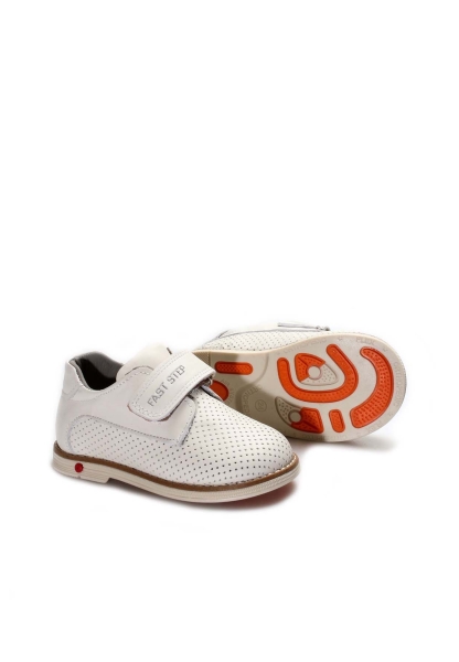 MirgeShoes Bej Unisex Çocuk Cırtcırtlı Casual Ayakkabı İçi Dışı Hakiki Deri MRG0113616235