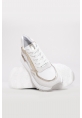 MirgeShoes Beyaz-Altın Bağcıklı Kadın Spor Ayakkabı İçi Dışı Hakiki Deri MRG0188726124283