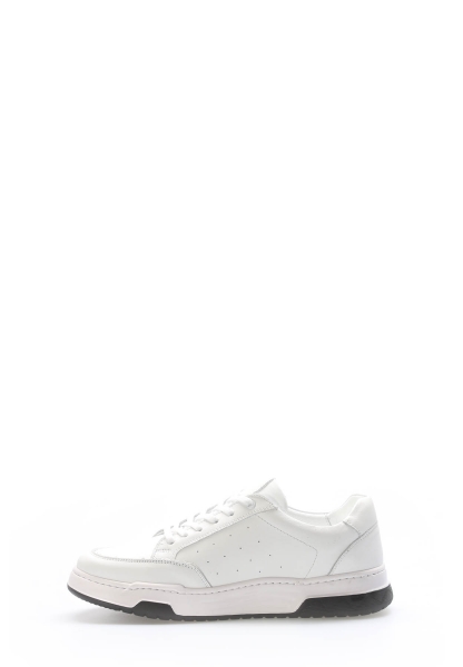 MirgeShoes Beyaz Bağcıklı Erkek Casual Ayakkabı İçi Dışı Hakiki Deri MRG01108113131123