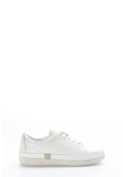 MirgeShoes İçi Dışı Hakiki Deri Beyaz Bağcıklı Kadın Casual Ayakkabı AH0816026111055