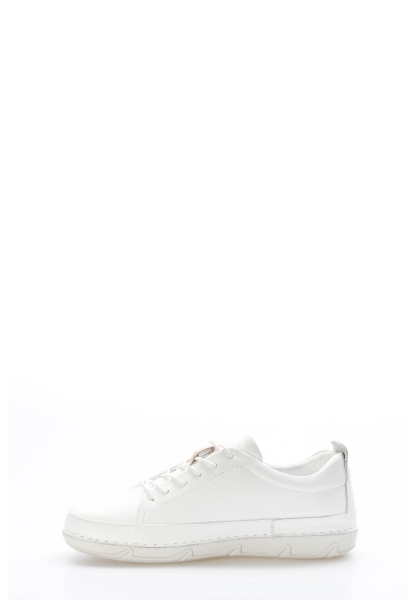 MirgeShoes İçi Dışı Hakiki Deri Beyaz Bağcıklı Kadın Casual Ayakkabı AH0816026111055