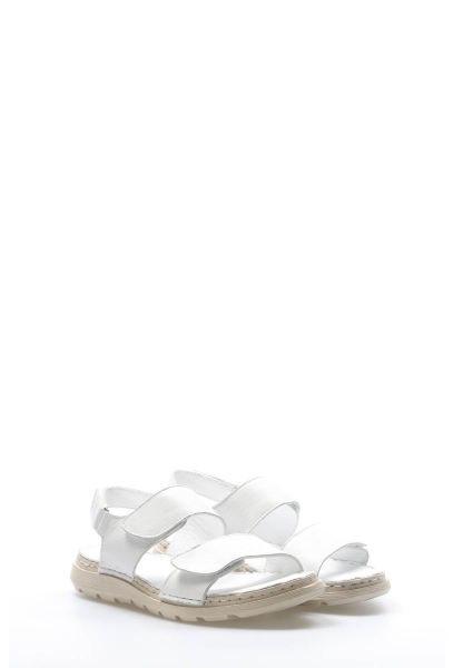 MirgeShoes Kadın Klasik Sandalet İçi Dışı Hakiki Deri Beyaz  MRG011102261819