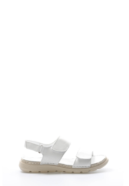 MirgeShoes Kadın Klasik Sandalet İçi Dışı Hakiki Deri Beyaz  MRG011102261819