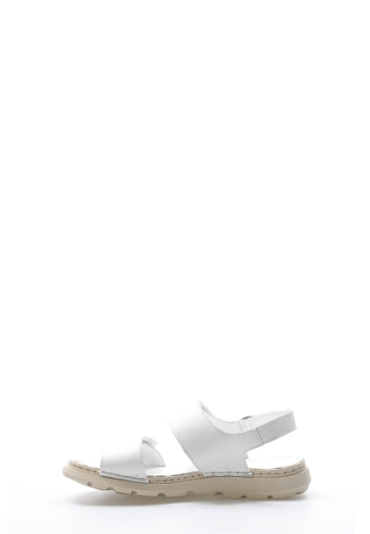 MirgeShoes Kadın Klasik Sandalet İçi Dışı Hakiki Deri Beyaz  MRG011102261819