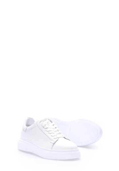 MirgeShoes Beyaz Bağcıklı Erkek Casual Ayakkabı İçi Dışı Hakiki Deri MRG01531131994