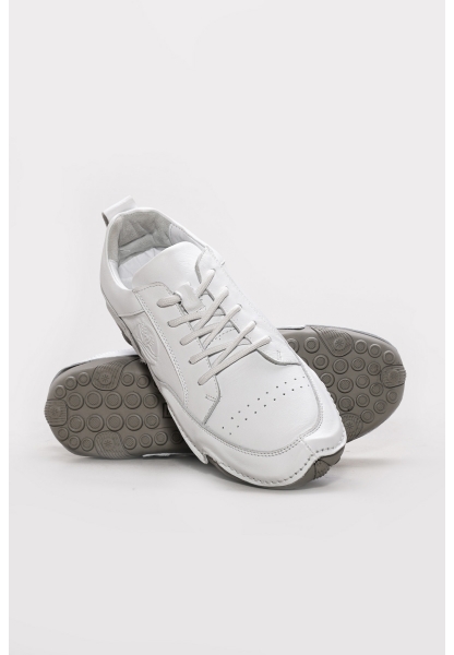 MirgeShoes Beyaz Bağcıklı Erkek Spor Sneaker Ayakkabı İçi Dışı Hakiki Deri MRG0125713132736
