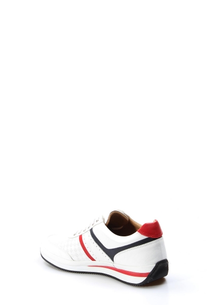  MirgeShoes Beyaz Bağcıklı Erkek Sneaker Spor Ayakkabı İçi Dışı Hakiki Deri MRG019861311907