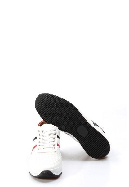  MirgeShoes Beyaz Bağcıklı Erkek Sneaker Spor Ayakkabı İçi Dışı Hakiki Deri MRG019861311907