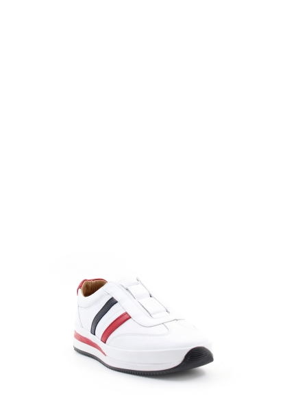 MirgeShoes Beyaz Bağcıksız Erkek Spor Ayakkabı İçi Dışı Hakiki Deri MRG0198613111005