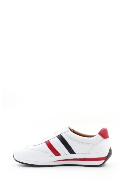 MirgeShoes Beyaz Bağcıksız Erkek Spor Ayakkabı İçi Dışı Hakiki Deri MRG0198613111005