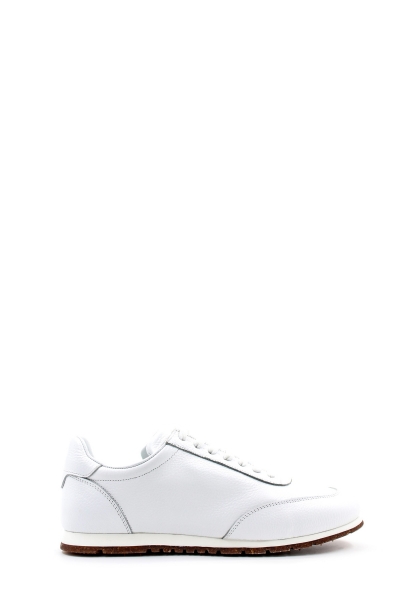 MirgeShoes Beyaz Bağcıklı Erkek Spor Sneaker Ayakkabı İçi Dışı Hakiki Deri MRG018531313617