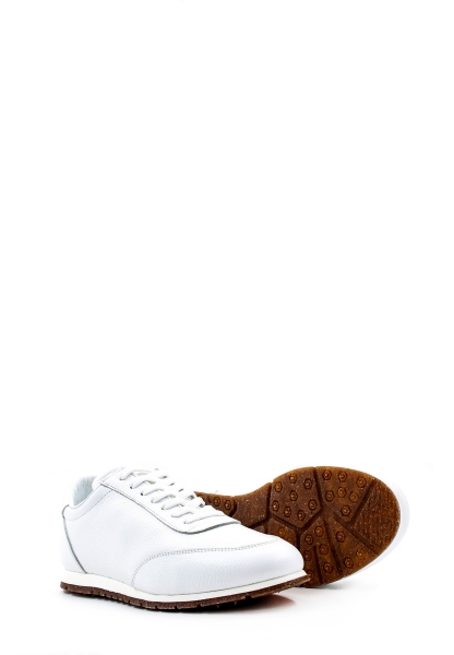 MirgeShoes Beyaz Bağcıklı Erkek Spor Sneaker Ayakkabı İçi Dışı Hakiki Deri MRG018531313617